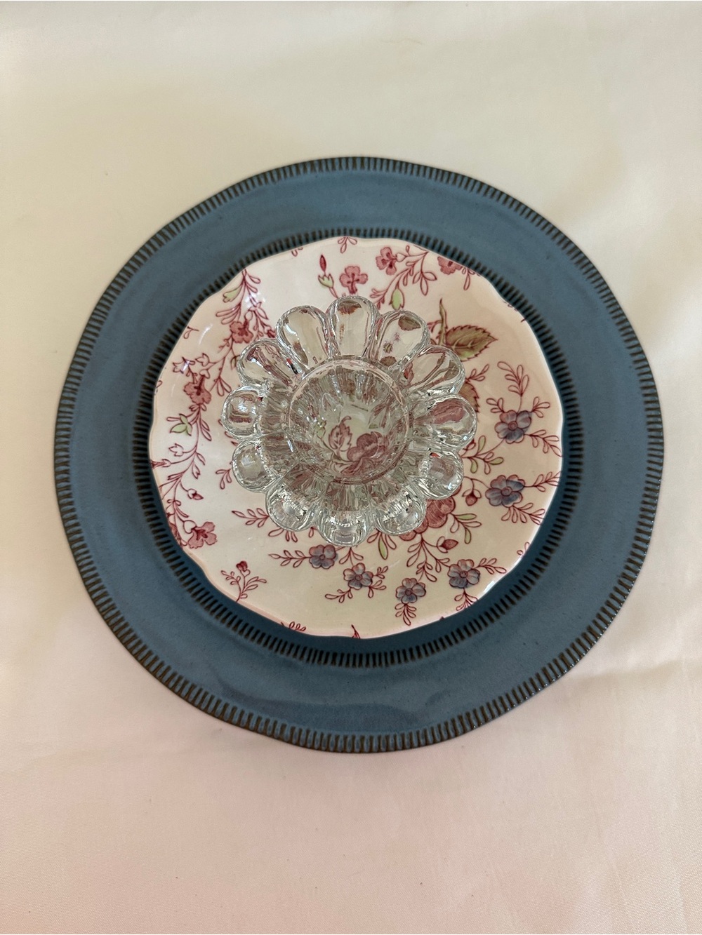Glass Garden Flower Art Steel Blue Rose Florals Crystal